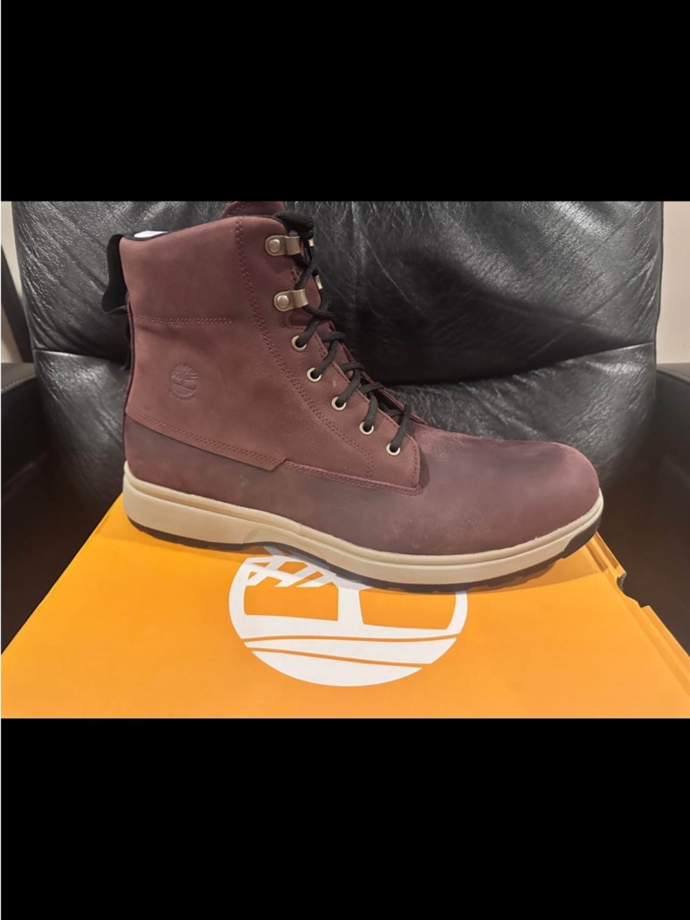 Timberland Men's Wine Nubuck Lace-Up Ankle Boot